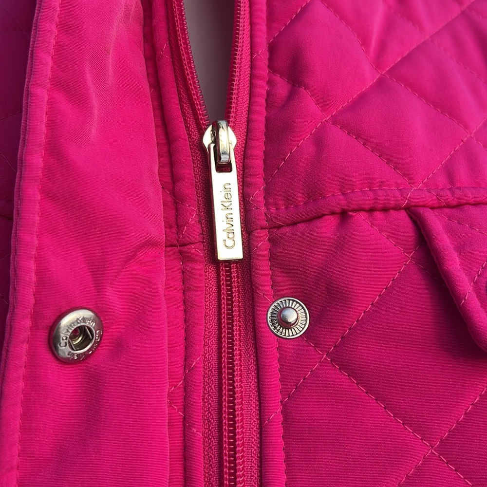 CALVIN KLEIN Hot Pink Quilted Faux Fur Lined Coat - Women’s XL - Picture 11 of 11
